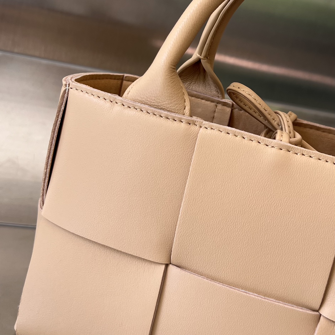 Micro Candy Arco Intreccio Leather Tote Bag Apricot